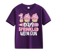 BOTCAM Girls and Boys Casual Short Sleeved 100 Days of School Opening 100 Day Aniversary Personality Loose Short Sleeved Shirt 1 Niñas, morado, 10-11Years
