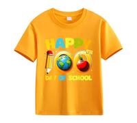 BOTCAM Girls and Boys Casual Short Sleeved T Shirt 100 Days of School Opening 100 Days Aniversary Personality Loose Short Sleeved Niños Camisas Niñas, amarillo, 10-11Years