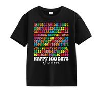 BOTCAM Girls and Boys Casual Short Sleeved T Shirt 100 Days of School Opening 100 Days Aniversary Personality Loose Short Sleeved T Shirts Mädchen 140, Negro , 6-7 años