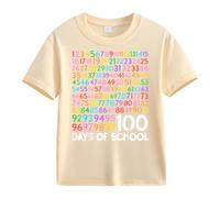 BOTCAM Girls and Boys Casual Short Sleeved T Shirt 100 Days of School Opening 100 Days Aniversary Personality Loose Short Sleeved Shirt 92 Mädchen, beige, 10-11Years