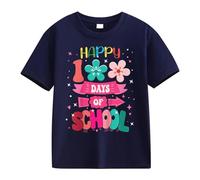 BOTCAM Girls and Boys Casual Short Sleeved T Shirt 100 Days of School Opening 100 Days Aniversary Personality Loose Short Sleeved Shirt 62 Niñas, marine, 12-13 años