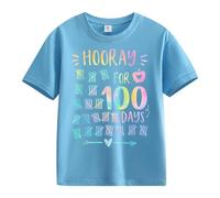 BOTCAM Girls and Boys Casual Short Sleeved T Shirt 100 Days of School Opening 100 Days Aniversary Personality Loose Short Sleeved Shirt Mädchen 80, azul celeste, 10-11Years