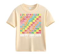 BOTCAM Girls and Boys Casual Short Sleeved T Shirt 100 Days of School Opening 100 Days Aniversary Personality Loose Short Sleeved T Shirts Mädchen 140, beige, 6-7 años