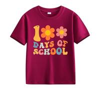 BOTCAM Girls and Boys Casual Short Sleeved T Shirt 100 Days of School Opening 100 Days Aniversary Personality Loose Short Sleeved Shirt Mädchen Hund, Vino, 6-7 años