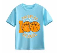 BOTCAM Girls and Boys Casual Short Sleeved T Shirt 100 Days of School Opening 100 Days Aniversary Personality Loose Short Sleeved Kindershirts Bemalen, azul claro, 12-13 años