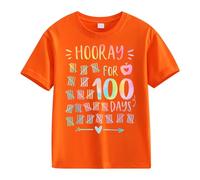 BOTCAM Girls and Boys Casual Short Sleeved T Shirt 100 Days of School Opening 100 Days Aniversary Personality Loose Short Sleeved Shirt Mädchen 80, naranja, 4-5 años