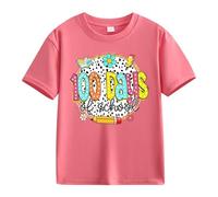 BOTCAM Girls and Boys Casual Short Sleeved T Shirt 100 Days of School Opening 100 Days Aniversary Personality Loose Short Sleeved Blusa Negra con Flores, Rosa intenso., 12-13 años