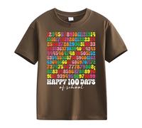 BOTCAM Girls and Boys Casual Short Sleeved T Shirt 100 Days of School Opening 100 Days Aniversary Personality Loose Short Sleeved T Shirts Mädchen 140, marrón, 2-3 años