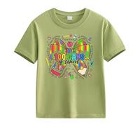 BOTCAM Girls and Boys Casual Short Sleeved T Shirt 100 Days of School Opening 100 Days Anniversary Personality Loose Short Sleeved S Camiseta de manga larga para niñas, AG., 8-9 años
