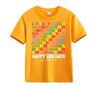 BOTCAM Girls and Boys Casual Short Sleeved T Shirt 100 Days of School Opening 100 Days Anniversary Personality Loose Short Sleeved Camiseta de manga larga 1ª Niña, amarillo, 4-5 años