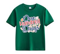 BOTCAM Girls and Boys Casual Short Sleeved T Shirt 100 Days of School Opening 100 Days Anniversary Personality Loose Short Sleeved Elegante Camisas Niñas, verde, 4-5 años