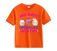 BOTCAM Girls and Boys Casual Short Sleeved T Shirt 100 Days of School Opening 100 Days Anniversary Personality Loose Short Sleeved T Shirt Mädchen Short Sleeved T Shirt Mädchen Kurz, naranja, 12-13