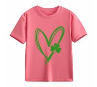 BOTCAM Girls and Boys Casual Short Sleeved T Shirt St Day Middle and Large Children's Retro Personality 2D Printing Children's Loose Short Sleeved Shirt Blau Mädchen, Rosa., 8-9 años
