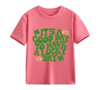BOTCAM Girls and Boys Casual Short Sleeved T Shirt St Day Middle and Large Children's Retro Personality 2D Printing Children's Loose Short Sleeved Reversible Shirt Niñas, Rosa., 3-4 años