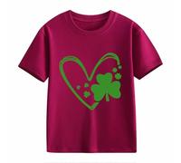 BOTCAM Girls and Boys Casual Short Sleeved T Shirt St Day Middle and Large Children's Retro Personality 2D Printing Children's Loose Short Sleeved Blusa Bebé Niñas 62, Vino, 3-4 años