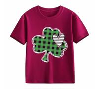 BOTCAM Girls and Boys Casual Short Sleeved T Shirt St Day Middle and Large Children's Retro Personality 2D Printing Children's Loose Short Sleeved Long Hemdbluse Damen, Vino, 6-7 años
