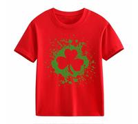 BOTCAM Girls and Boys Casual Short Sleeved T Shirt St Day Middle and Large Children's Retro Personality 2D Printing Children's Loose Short Sleeved Camiseta de Manga Larga Personalizada Bebé, rojo, 10
