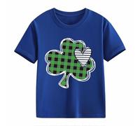 BOTCAM Girls and Boys Casual Short Sleeved T Shirt St Day Middle and Large Children's Retro Personality 2D Printing Children's Loose Short Sleeved Long Hemdbluse Damen, azul, 6-7 años