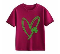 BOTCAM Girls and Boys Casual Short Sleeved T Shirt St Day Middle and Large Children's Retro Personality 2D Printing Children's Loose Short Sleeved Shirt Blau Mädchen, Vino, 12-13 años