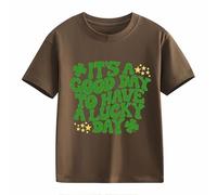 BOTCAM Girls and Boys Casual Short Sleeved T Shirt St Day Middle and Large Children's Retro Personality 2D Printing Children's Loose Short Sleeved Top Mujer Elegante Negro, marrón, 12-13 años