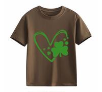BOTCAM Girls and Boys Casual Short Sleeved T Shirt St Day Middle and Large Children's Retro Personality 2D Printing Children's Loose Short Sleeved Baby T Shirt Mädchen 50, marrón, 12-13 años