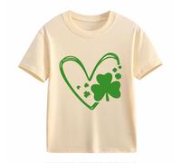 BOTCAM Girls and Boys Casual Short Sleeved T Shirt St Day Middle and Large Children's Retro Personality 2D Printing Children's Loose Short Sleeved Baby T Shirt Mädchen 50, beige, 3-4 años