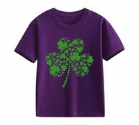 BOTCAM Girls And Boys Casual Short Sleeved T Shirt St Day Middle And Large Children's Retro Personality 2D Printing Children's Loose Short Sleeved Niñas Leggins 146 152, morado, 10-11Years