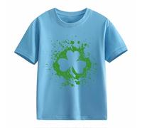 BOTCAM Girls and Boys Casual Short Sleeved T Shirt St Day Middle and Large Children's Retro Personality 2D Printing Children's Loose Short Sleeved Horse Shirts Mädchen, azul claro, 6-7 años