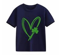 BOTCAM Girls and Boys Casual Short Sleeved T Shirt St Day Middle and Large Children's Retro Personality 2D Printing Children's Loose Short Sleeved Shirt Blau Mädchen, marine, 2-3 años