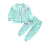 BOTCAM Juego de tres piezas con chaqueta y pantalón de manga larga para niñas de 0 a 4 años Penaten Set Recién Nacido, verde, 4-5 años