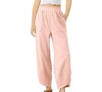 BOTCAM Kids Children Daily Elastic Waist Pockets Straight Solid Color Casual Pants Loose Long Trousers Pantalones Niñas Oliva, Rosa., 8-9 años