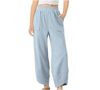 BOTCAM Kids Children Daily Elastic Waist Pockets Straight Solid Color Casual Pants Loose Long Trousers Pantalones Niñas Oliva, azul, 10-11 años
