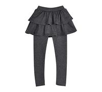 BOTCAM Leggings cálidos para niña, con volantes, tutú, falda, pantalones, sin pies, con volantes, tutú, falda, pantalones, disfraz para niños, gris, 3-4 años