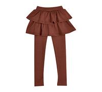 BOTCAM Niñas Cálidas Culottes Cake Culottes Leggings con Volantes Tutú Falda Pantalones Niñas Sin Pie Leggings con Volantes Tutú Falda Pantalones Y Pantalones Mujer, café, 7-8 años