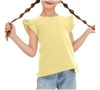 BOTCAM Niñas Linda Vida Caramelo Color Mariposa Mangas Cortas Adecuado Para 313 Niños Camisa Niñas 140, amarillo, 3-4 años