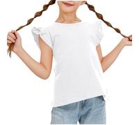 BOTCAM Niñas Linda Vida Caramelo Color Mariposa Mangas Cortas Adecuado Para 313 Niños Camisa Niñas 140, Blanco, 11-12 años