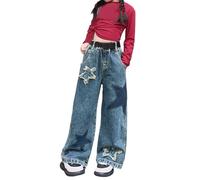 BOTCAM Otoño Jeans All Casual Star Jeans for Girls Big Kids Pantalones sueltos Niñas, azul, 5-6 años