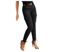 BOTCAM Pantalones cargo para mujer, elásticos, con bolsillos, pantalones ajustados, cintura elástica, bolsillos laterales, leggins deportivos para niñas, pantalones deportivos y2k, moda vintage, ropa