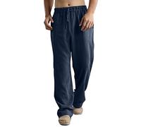 BOTCAM Pantalones de cocinero para hombre, holgados, de algodón y lino, Z-a-marine, XXXXL