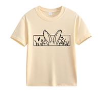 BOTCAM Primavera y Otoño Nueva Moda Bonita Impresión Comfortable Versión de The Girls Printed T Shirt Caballos Camiseta Niñas, beige, 4-5 años