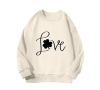 BOTCAM Primavera y Otoño Nueva Moda Cute Print Comfortable Version of The Girls Printed Sudadera Disfraz Mujer, beige, 10-11 años