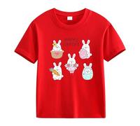 BOTCAM Primavera y Otoño Nueva Moda Cute Print Comfortable Version of The Girls Printed T Shirt Glitzer Shirts Mädchen, rojo, 10-11Years