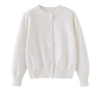 BOTCAM Spring and Autumn Children's Knitted Cardigan Long Sleeved Coat Pure Cotton Sweater Halloween Top Mujer, Blanco, 6-7 años