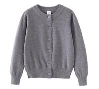 BOTCAM Spring and Autumn Children's Knitted Cardigan Long Sleeved Coat Pure Cotton Sweater Halloween Top Mujer, gris, 18-24 meses