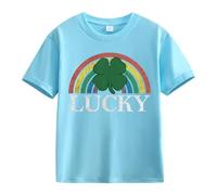 BOTCAM Spring and Autumn New Fashionable Cute Print Comfortable Version of The Girls Printed T Shirt Ski Shirt Mädchen, azul celeste, 6-7 años