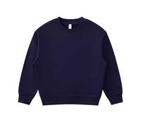 BOTCAM -Sudadera de algodón puro con mangas largas y cuello redondo, estilo americano, deporte, ocio, monocolor, camisa roja simple para mujer, marine, 5-6 años