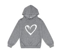 BOTCAM Sudadera de forro polar para niña con capucha, sudadera con capucha estampada bonita camiseta de manga larga 140, gris, 4-5 años