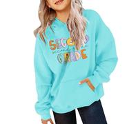 BOTCAM -Sweatshirt Primavera y Casual Temporada Escolar Estampado Cómoda Sudadera de Manga Larga Suéter Niñas Mullido, azul celeste, 11-13 años