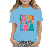 BOTCAM Toddler Boy Girl Summer Clothes First Day of School Shirt In My Pre School Shirt Toddler Kindergarten Shirts Baby Bio Kleidung, azul claro, 6-7 años