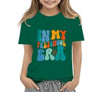 BOTCAM Toddler Boy Girl Summer Clothes First Day of School Shirt In My Pre School Shirt Toddler Kindergarten Shirts Hemden 152, verde, 8-9 años